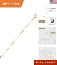 14K Solid Gold Necklace Extender 2-4 Inch Adjustable Bracelet Chain Gold Exte...