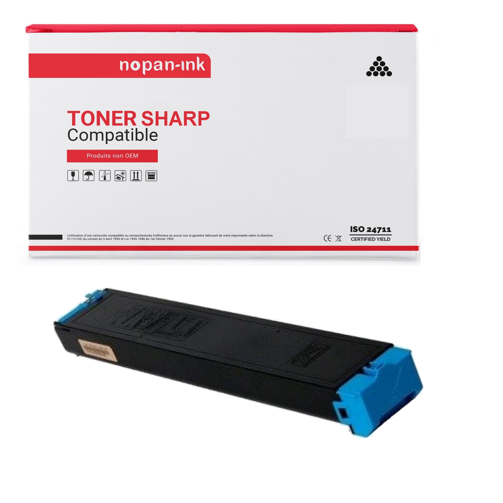 Toner SHARP MX23GTCA Cyan compatible haute capacité NOPAN-INK pour des graphiques nets