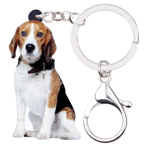Acrylic Cute Sitting Beagle Dog Keychain Key Chains Ring Animals