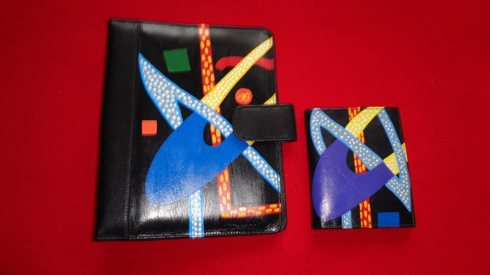 Timer/Ringbuchmappe und Portemonnaie, Handarbeit, Echtes Leder, Unikat