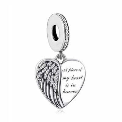 S925 Silver Angel A Piece of My Heart is in Heaven Charm by YOUnique Designs