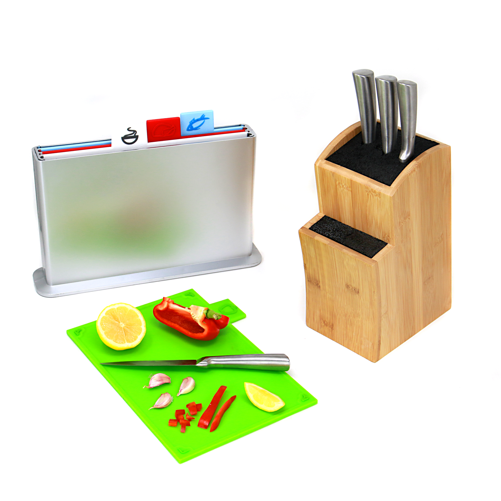 Universal Bamboo Knife Block Kitchen Knives Storage Holder with Fibre