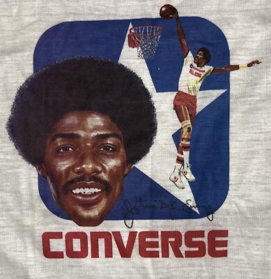 Rare Vintage 1970's Dr J Julius Erving Converse Single Stitch T