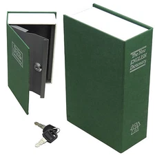 Dictionary Diversion Book Safe w/ Key Lock ~ Metal ~ Green (Small)