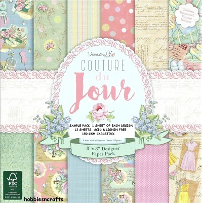 DOVECRAFT COUTURE DU JOUR 8 X 8 MUSTERPACK 1 VON JEDEM - 12 BLATT VERSANDANGEBOT