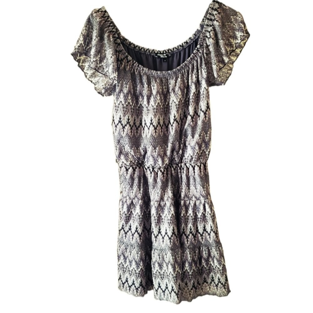 Sequin Hearts Silver Patterned Short Sleeve Mini … - image 1