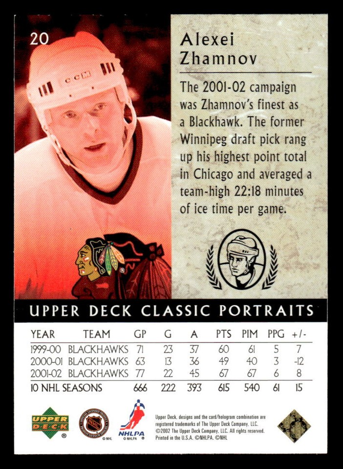 Carte Alexei Zhamnov (Chicago Blackhawks) Topps 1998-99 #135 - Autographiée