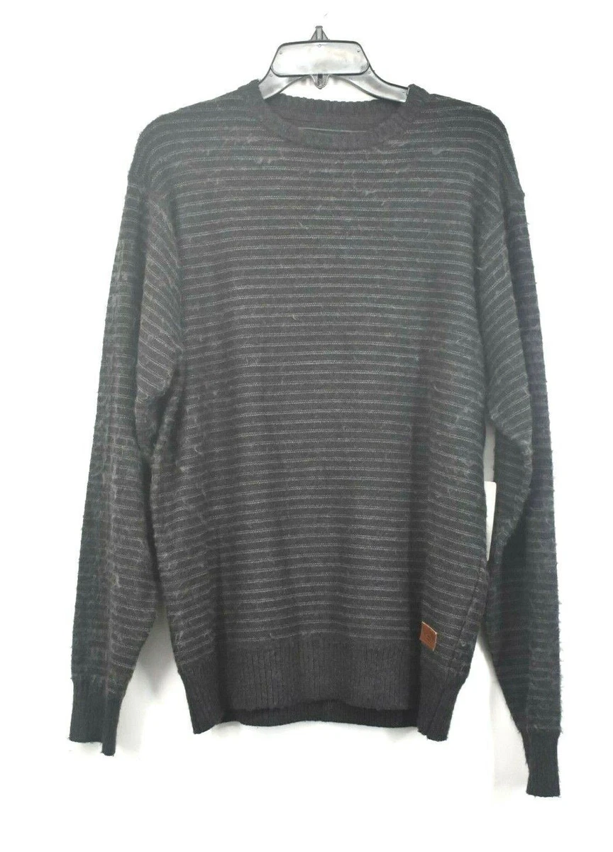 Billabong Mens Black Long Sleeves Heather Ramber Striped Crew Neck Sweater M 70