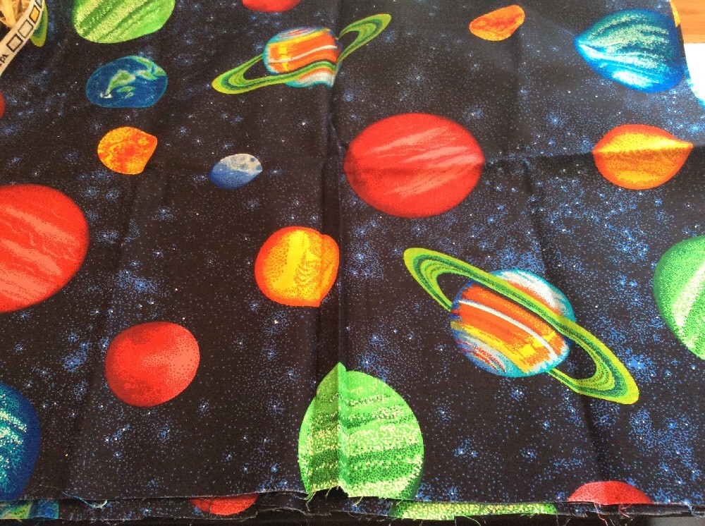 Valance Fenêtre Planètes Espace Coton 100% - Fait Main, Unique, 42 X 13 Pouces