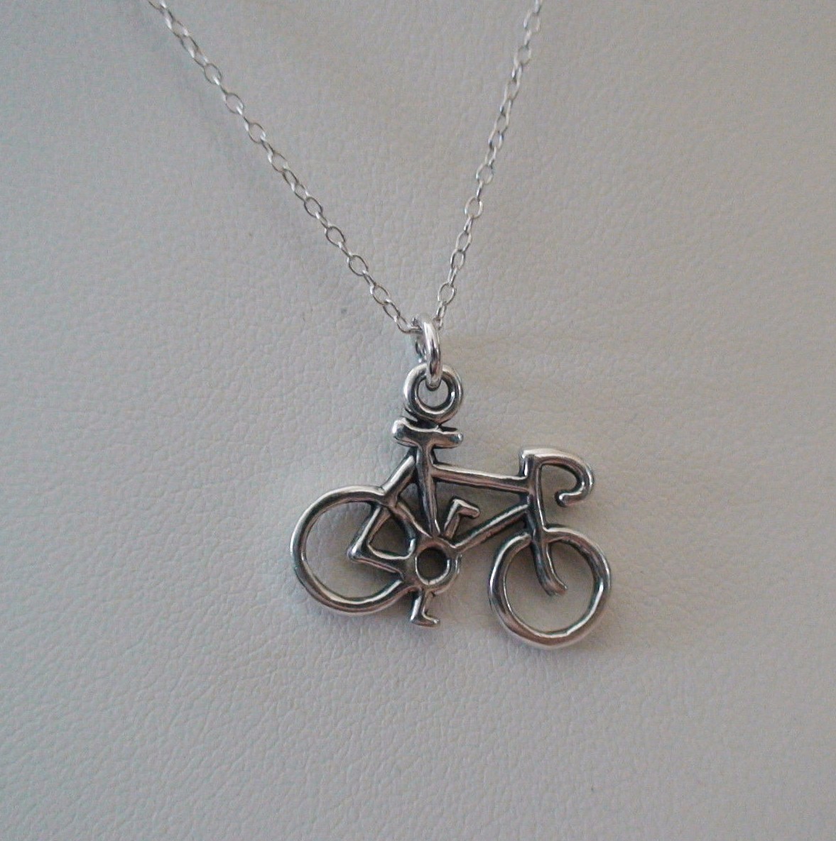 Bicycle Necklace - 925 Sterling Silver - Bike Charm Cycling Cycle Race Gift 