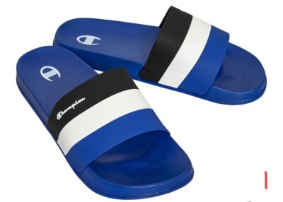 CHAMPION Blue Mens Womens Sliders Beach Pool Slippers Slides New