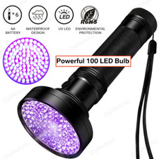 100 LED UV Flashlight 395nm Ultraviolet Blacklight Detector Handheld Torch Light