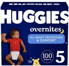 Huggies Overnites Diapers Size 5 - 100 Count, Overnight 27 lbs