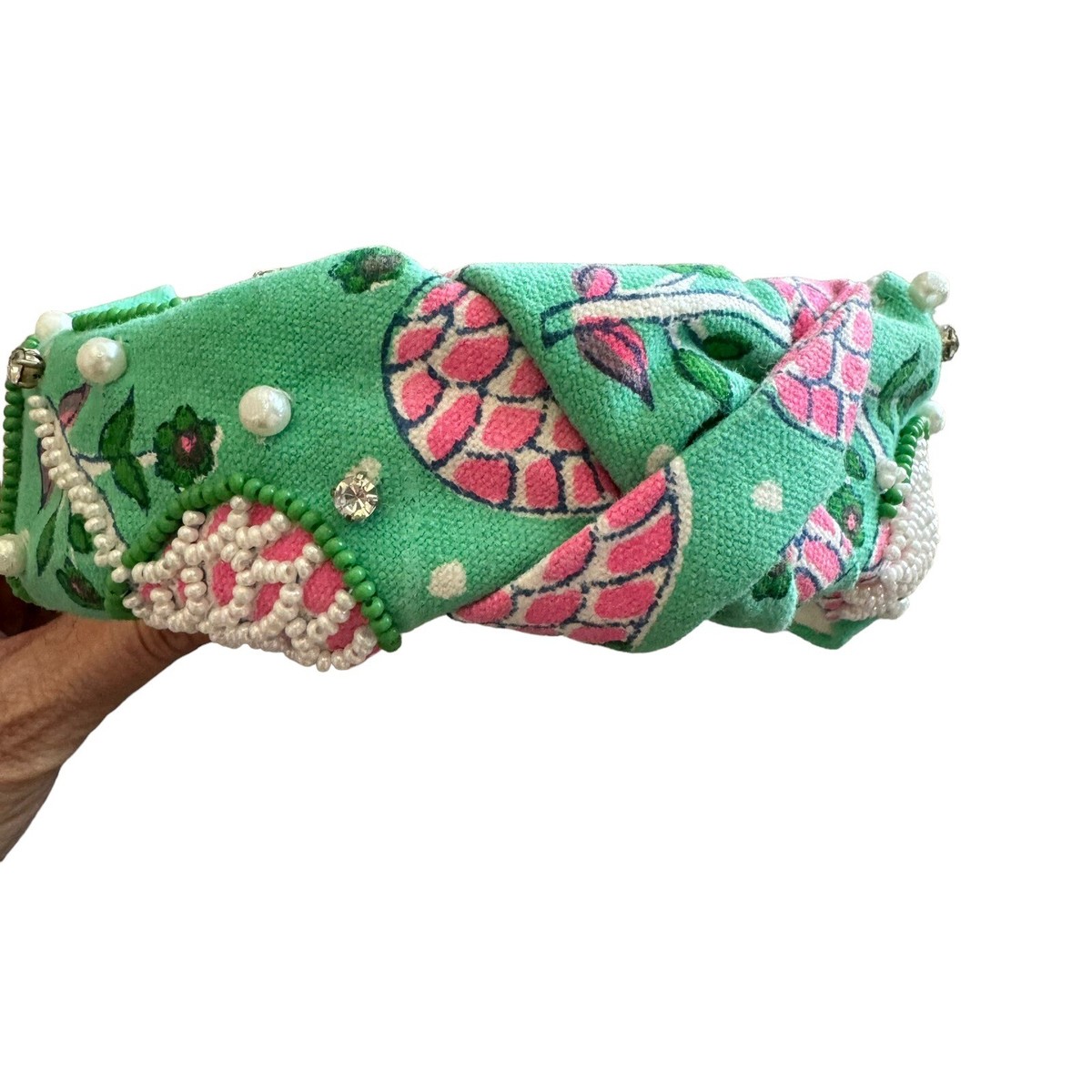 Anthropologie Llani Isobel Headband Anthropologie Llani Isobel Embroidered Beaded Green Headband  main image 2
