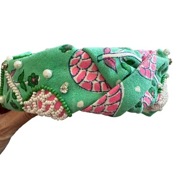 Anthropologie Llani Isobel Embroidered Beaded Green Headband NWT Anthropologie Llani Isobel Embroidered Beaded Green Headband  main image 2