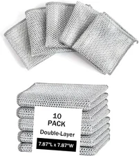 10 Pcs Double Layer Wire Dishwashing Rag, Microfiber Cleaning for Washing Dishes