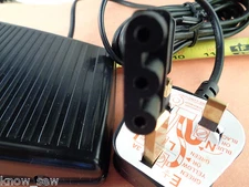 UK-plug 220V Foot Pedal Control+Cord #033770217 Janome Pfaff Hobby Viking Husky