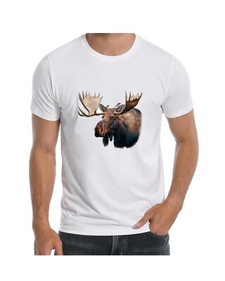 Montana Moose Art T shirt for Men Apparel Clothing Wildlife Animals