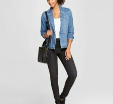 Universal Threads Denim Double Breasted Blue Stripe Jacket Blazer Nwt S