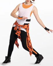 New WEISSMAN Toosie Slide 13271 ORANGE Tank Leggings Shirt Set Dance SA S ADULT