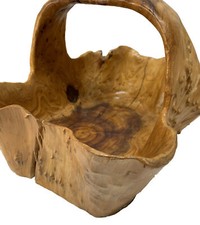 LARGE Hand Carved Knotted Knobby Burl Wood Bowl Basket Rustic Primitive Folk Art