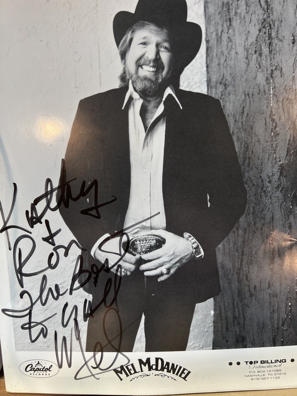 KATHY & RON THE BEST TO YALL MEL MCDANIEL SIGNED 8 X 10 PROMO PHOTO