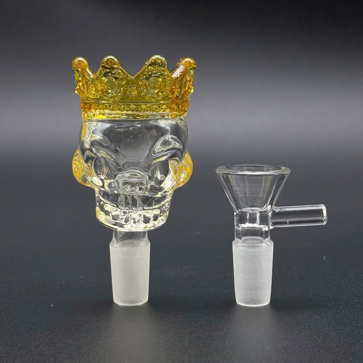 tobacco king bowl piece BIG Smoking Bowl HEAVY THICK Skull with Crown Glass Funnel Bowl Slide 14mm  Piece