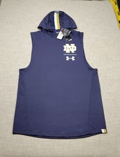 Under Armour Notre Dame Heat Gear Sleeveless Hoodie Small Mens Blue White Gold