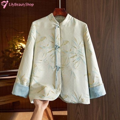 Ladies Embroidered Jacquard Jacket Chinese Style Tang Suit Retro Coat Casual Top