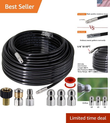 #ad Pressure Washer Sewer Jetter Kit 100 ft Hose Nozzle Replacement $116.97