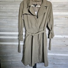 Banana Republic Trench Dress Womens 12 Green Roll Tab Sleeve Belt Waist Notch