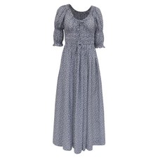 Doen Ischia Shirred Floral-Print Midi Dress In Cotton Women Blue S