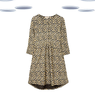 Ex Fat Face Women's Dress - Ikat Printed Quarter Sleeve Black Mix (Size 8)
