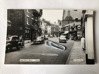 High Street Wem Shropshire Oldtimer unbesposttes RPPC-Foto von G.Rhodes Wem