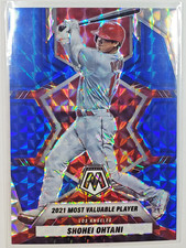 Shohei Ohtani 2022 Mosaic 2021 MVP Award Winner Blue Reactive Prizm #281 card SP