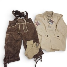 Landhaus Boys Lederhosen Shirt Socks Set Brown Beige NWT Traditional Costume