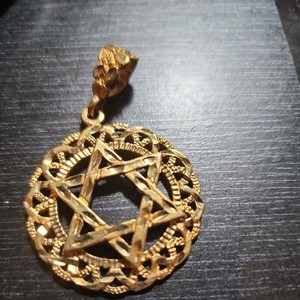 Authentic 14 KT GOLD PLATED JEWISH STAR CHARM OVER 2" HIGH & 16" 2.5MM ROPE CHAIN 4542