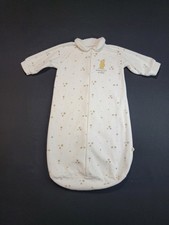 Disney Classic Winnie The Pooh Baby Sleep Sack Gown 0-6 Months White Zip...