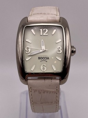 Boccia Titanium Women s Watch White Leather Band WR 30M New Battery