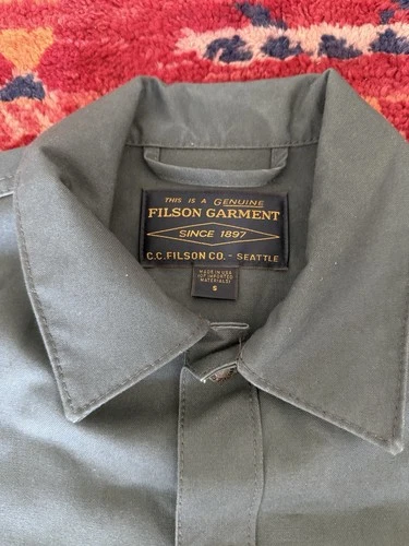 Filson Dry Tin Jac Shirt Made In USA Otter Green Size S image 2