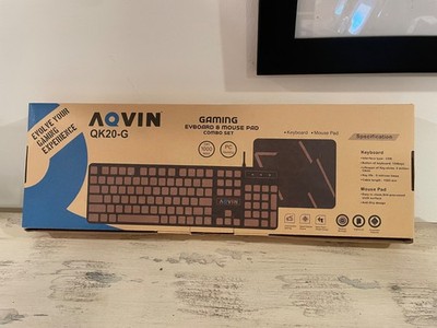 AQVIN QK20-G rainbow BAcklit USB gaming Keyboard and mousepad new in box