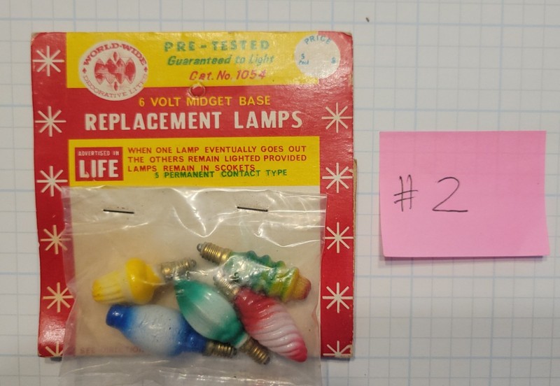 RARE, PLS READ Vtg NOMA Pkg 5 Midget Base Figural Replacement Bulbs 6V Lot #2