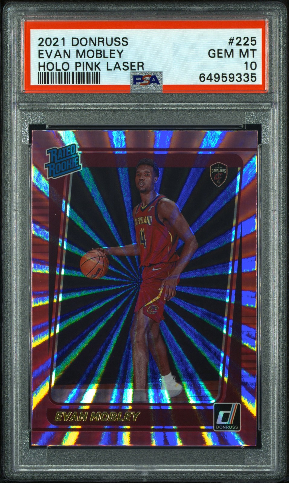 2021 PANINI DONRUSS HOLO PINK LASER #225 EVAN MOBLEY PSA 10