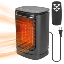 Portable 1500W Ceramic Space Heater w/ Remote Oscillating Electric Room Warmer