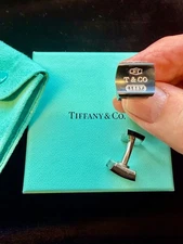 Tiffany & Co 1837 Titanium Square Cufflinks with Black Galaxy Finish