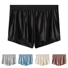 Seamless Solid Boxer Shorts for Men Ice Silk Sleepwear and Underwear Trunks