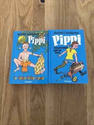 2x Pippi Langstrumpf Bücher   Vintage Ausgaben von Astrid Lindgren   