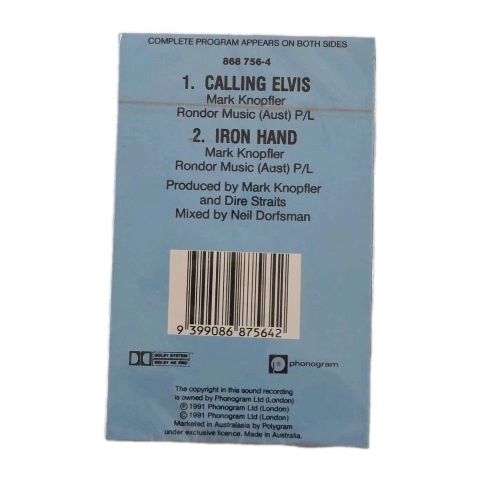 DIRE STRAITS "Calling Elvis" STILL SEALED AUSSIE ORIGINAL 1991 CASSETTE SINGLE - Image 2 of 2