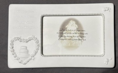 Russ Porcelain Wedding Photo Frame Cake Cutting 4x6 Bride Groom Marriage Gift