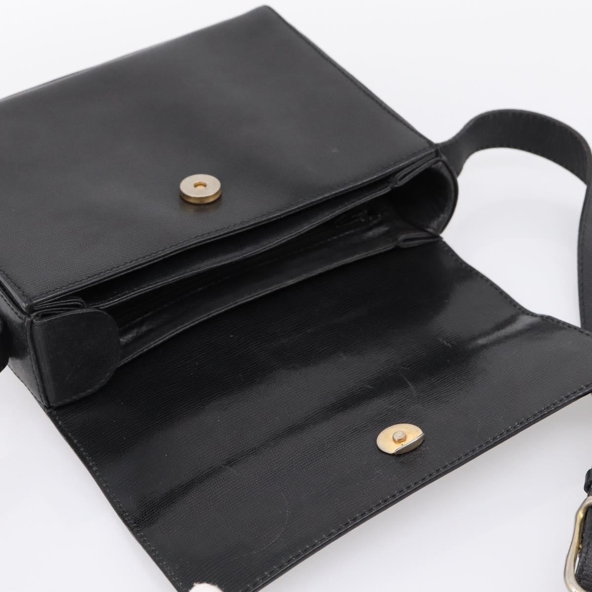 CELINE Circle Shoulder Bag Leather Black Gold Auth 200944 — image 18